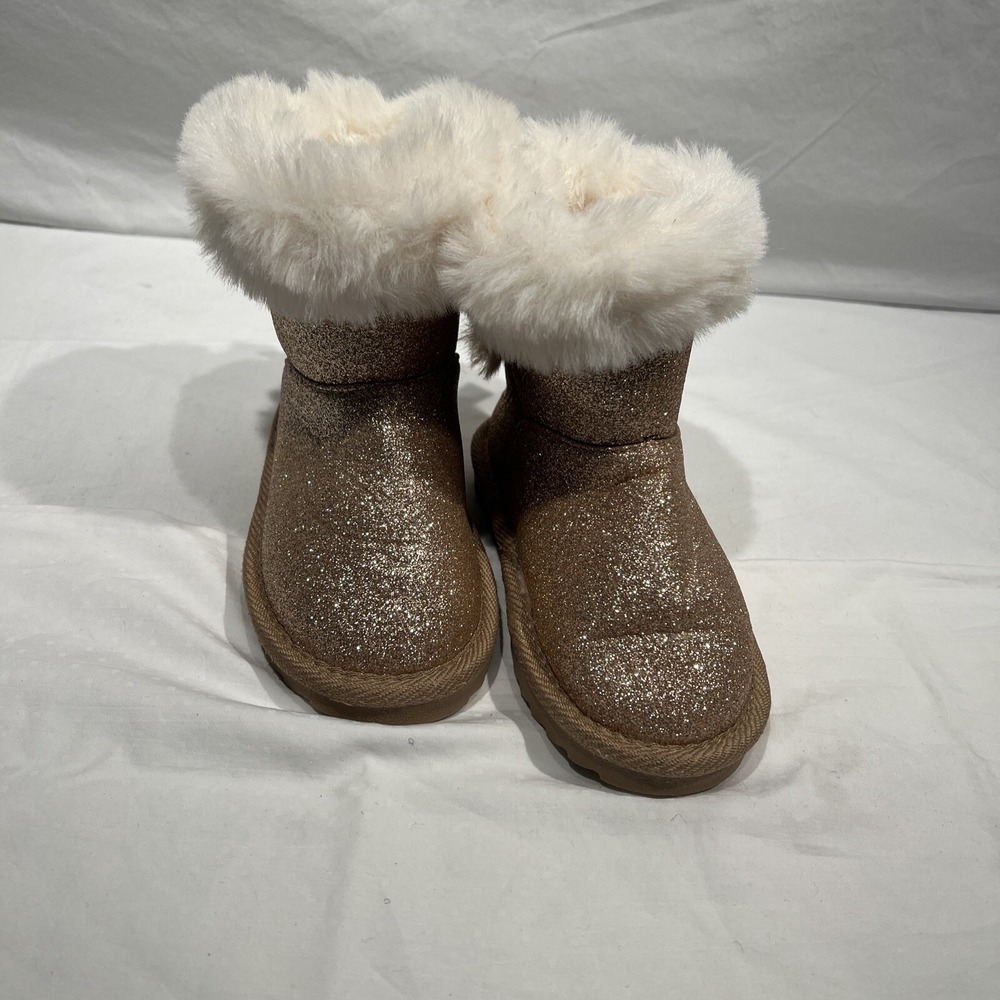 Primark girl fashion boots with fur edge, size‎ 9 Tan gold Color
